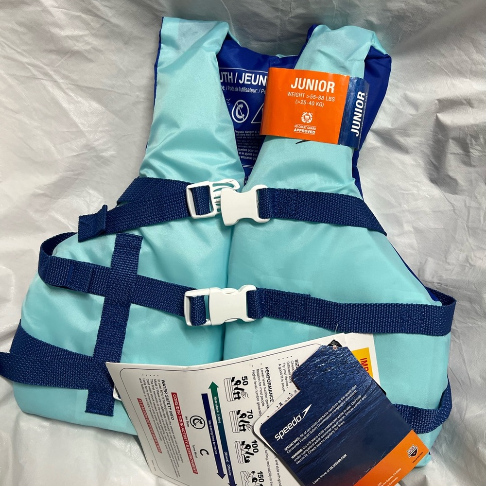 Speedo Youth Life Vest in Aqua and Navy